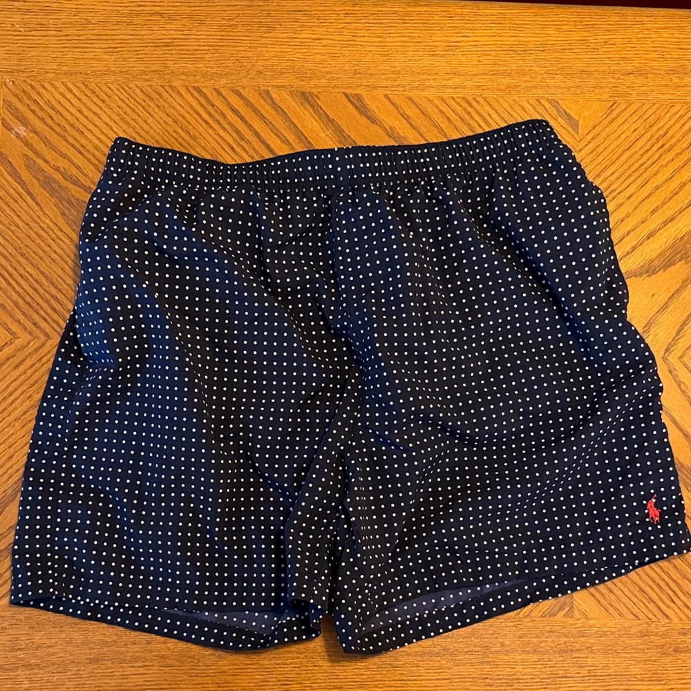 Ralph Lauren Dark Blue and White Dot Swim w/ Liner